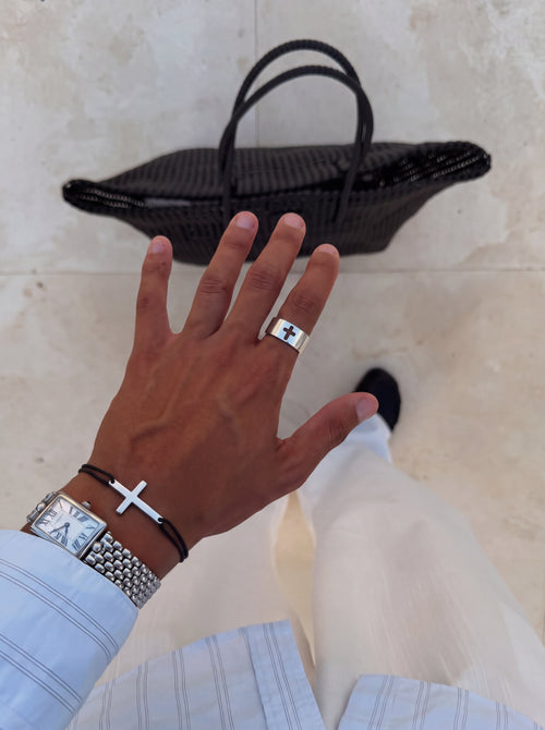 COOLTIME Gothic Cross Couple Rings Stainless Steel Silver Color Jesus Cross Finger Ring for Men Women Punk Jewelry Wedding Gift